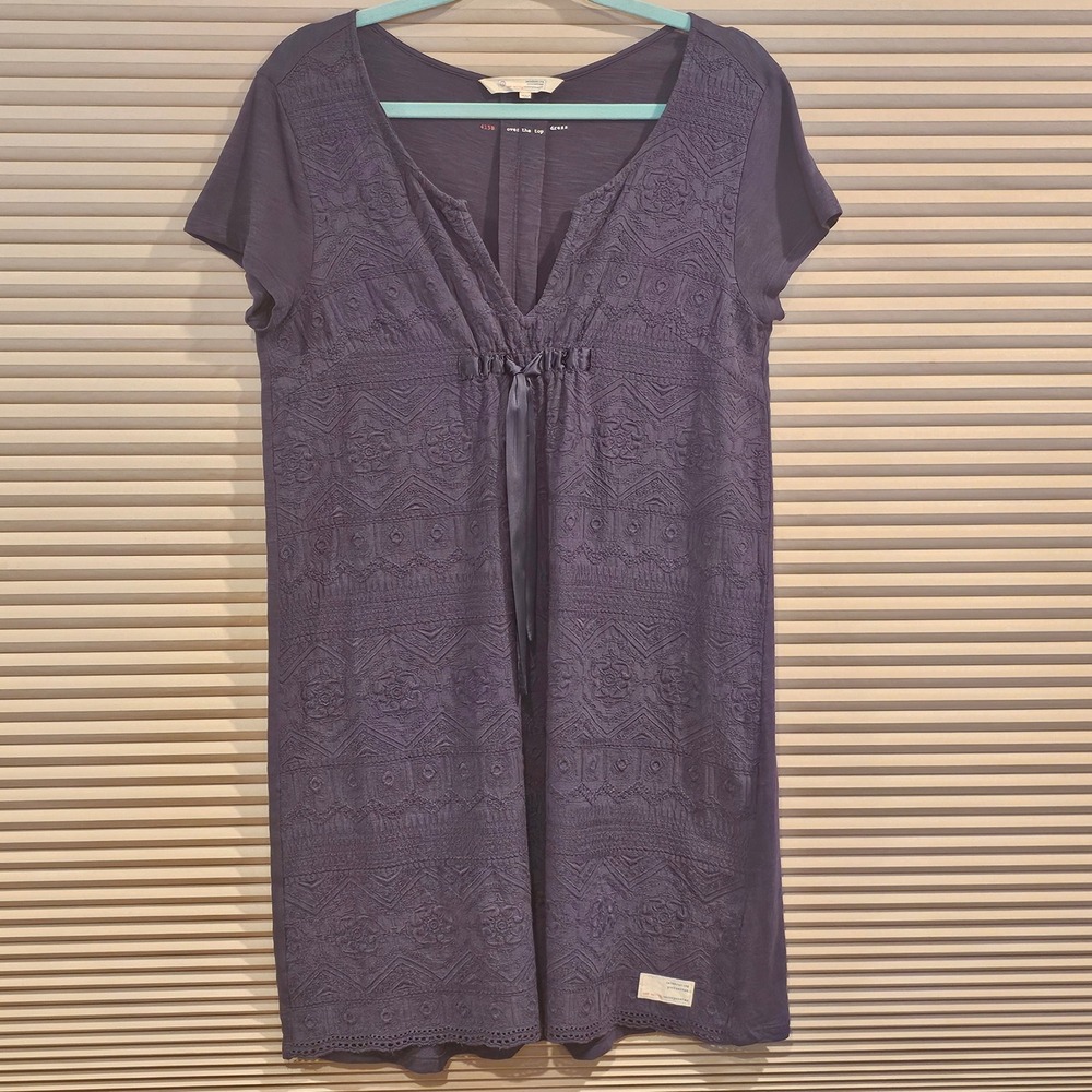 Odd Molly Over The Top Dress 415B Navy Blue Cotton Embroidered Mini Size 2